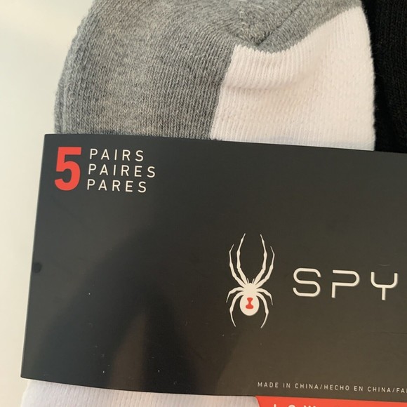 SPYDER TECH Low Cut Socks Cushioned Footbed 5prs Shoe Size 6-12 Black white grey - Picture 3 of 6